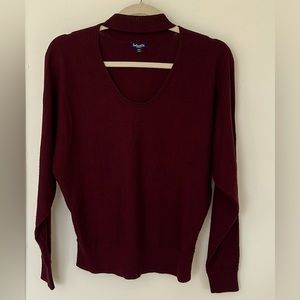 SPLENDID Merlot/Eggplant Colored Sweater with “collared” detail S